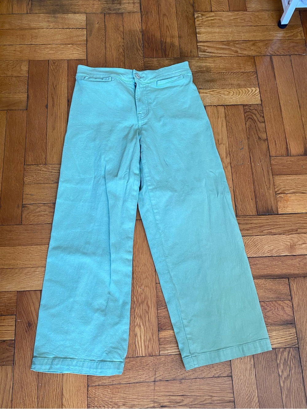 Madewell Emmett Wide Leg Crop Pants Green Size 25 Petite High Rise